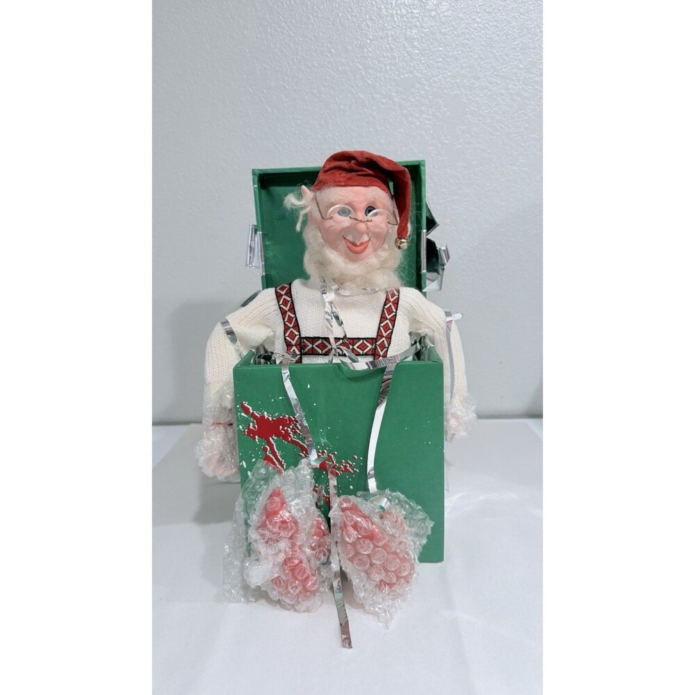 Vintage 1989 Rugle Christmas Elf Jack in the Box Pop Up Holiday Decoration
